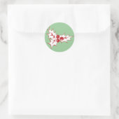 Retro Holly Blätter und Berries Weihnachtskleber Runder Aufkleber (Tasche)