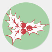 Retro Holly Blätter und Berries Weihnachtskleber Runder Aufkleber (Vorderseite)