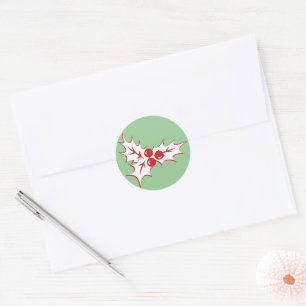Retro Holly Blätter und Berries Weihnachtskleber Runder Aufkleber