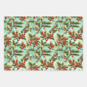 Retro Holly Christmas Geschenkpapier Set (Vorderseite)