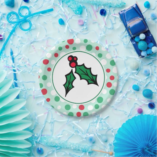 Retro Holly Christmas Party Paper Tellers Pappteller (Party)