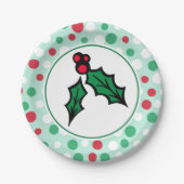 Retro Holly Christmas Party Paper Tellers Pappteller (Vorderseite)