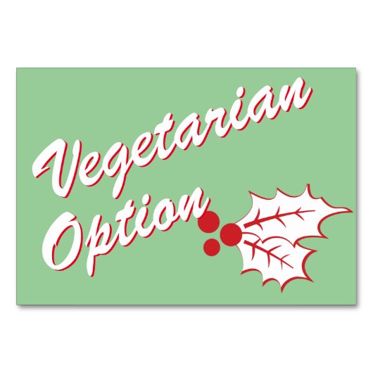 Retro Holly Holiday Custom Buffet Card Tischnummer (Vorderseite)