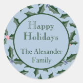 Retro Holly Holiday Runder Aufkleber (Vorderseite)