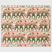 Retro Holly Jolly Christmas Elves Geschenkpapier (Flach)