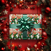 Retro Holly Jolly Christmas Elves Geschenkpapier