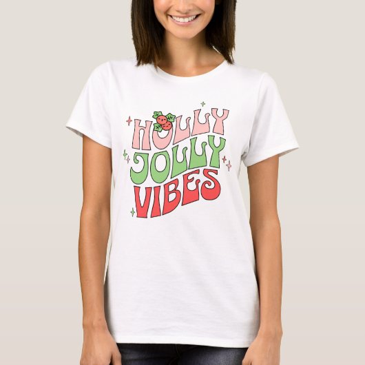 Retro Holly Jolly Christmas Vibes T-Shirt (Vorderseite)