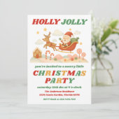 Retro Holly Jolly Editable Christmas Party Einladung (Stehend Vorderseite)