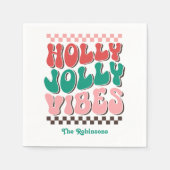 Retro Holly Jolly Vibes Custom Christmas Party Serviette (Vorderseite)