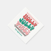 Retro Holly Jolly Vibes Custom Christmas Party Serviette (Ecke)