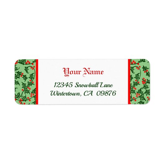 Retro Holly mit Red Berries auf Green Editable (Vorne)