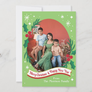 Retro-Holly- und Beerenvintage-Weihnachtskarten Feiertagskarte
