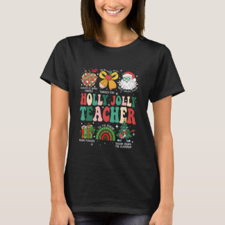 Retro Holly Weihnachten Fröhlicher Lehrer Weihnach T-Shirt