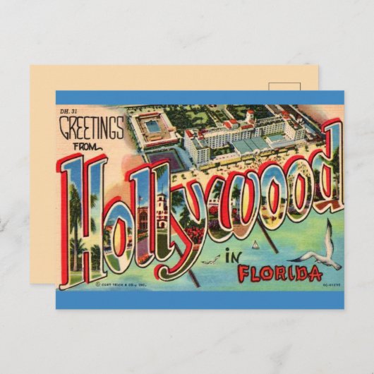 Retro Hollywood Florida Postkarte (Vorne/Hinten)
