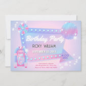 Retro holo disco Geburtstag Einladung (Vorderseite)