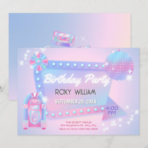 Retro holo disco Geburtstag Einladung
