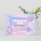 Retro holo disco Junggeselinnen-Abschied Einladung (Stehend Vorderseite)