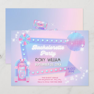 Retro holo disco Junggeselinnen-Abschied Einladung