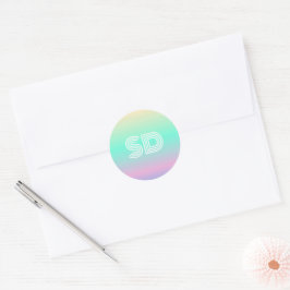 Retro Holographic Wedding Runder Aufkleber