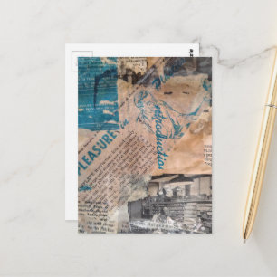 Retro-Holzbearbeitung Mixed-Media-Collage  Postkarte