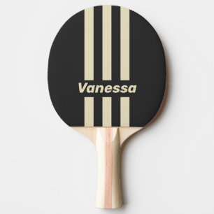 Retro Holzkohle Drei Pin Streifen mit Namen Tischtennis Schläger