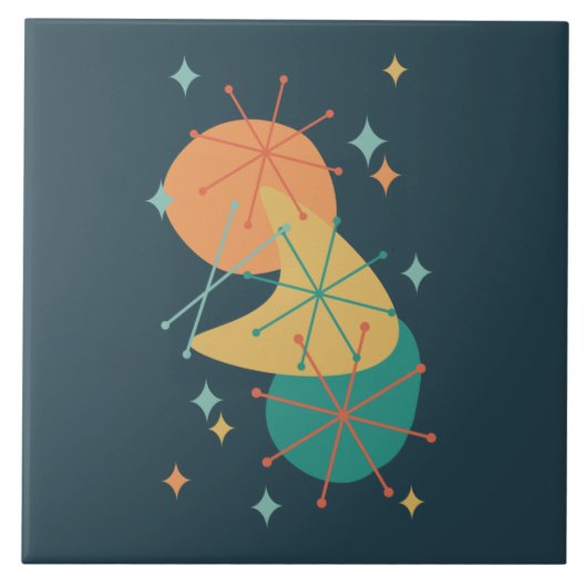 Retro Holzkohle Mitte des Jahrhunderts Abstrakte F Fliese (Vorderseite)