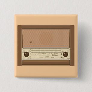 Retro Holzradio aus den 1940er Jahren Button
