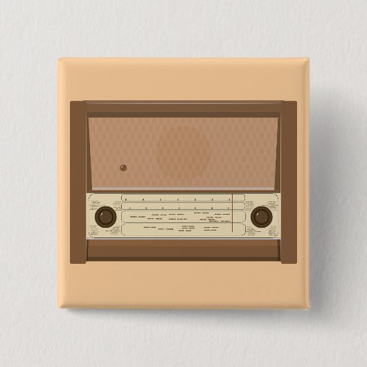Retro Holzradio aus den 1940er Jahren Button (Vorderseite)