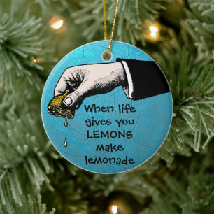 Retro-Holzschnitt-Ornament 'Limonade machen' Keramik Ornament