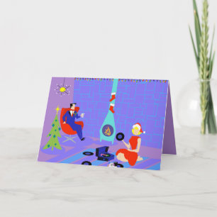 Retro Home for the Holidays Christmas Card Feiertagskarte