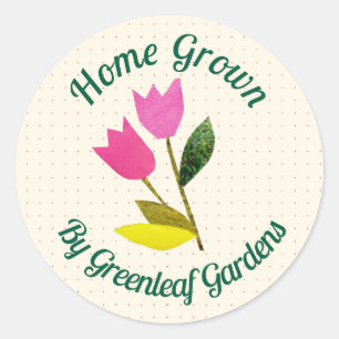 Retro Homegrown Blume Niedlich Bauernhof Tulip Runder Aufkleber