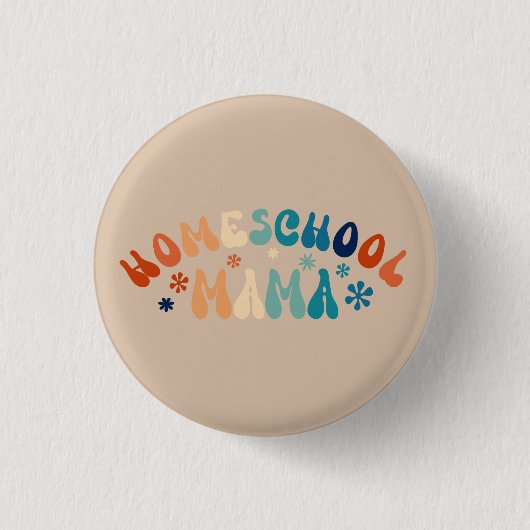 Retro Homeschool Mama Mama Button (Vorderseite)