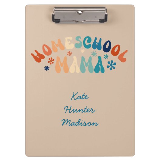 Retro Homeschool Mama Mama Personalisiert Klemmbrett (Vorderseite)