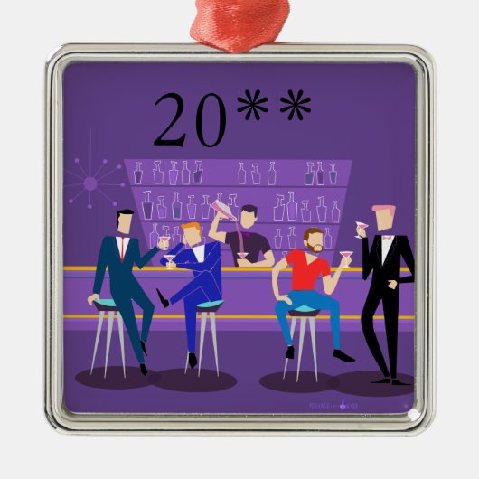 Retro homosexuelle Bar-Verzierung Silbernes Ornament (Vorne)