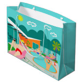 Retro homosexuelle Pool-Party-Geschenk-Tasche Große Geschenktüte (Rückseite Schrägansicht)