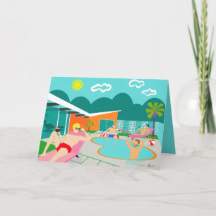 Retro homosexuelle Pool-Party-Gruß-Karte Karte