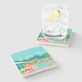 Retro homosexueller Pool-Party-Stein-Untersetzer Steinuntersetzer (Seitenansicht)