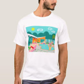 Retro homosexueller Pool-Party-T - Shirt (Vorderseite)