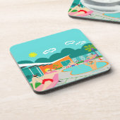 Retro homosexuelles Pool-Party-harter Getränkeuntersetzer (Linke Seite)