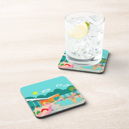 Retro homosexuelles Pool-Party-harter Getränkeuntersetzer (Rechte Seite)