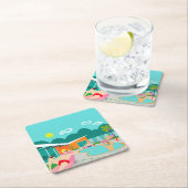 Retro homosexuelles Pool-Party-harter Rechteckiger Pappuntersetzer (Vor Ort)