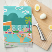 Retro homosexuelles Pool-Party-Küchen-Tuch Handtuch (Viertel Falte)