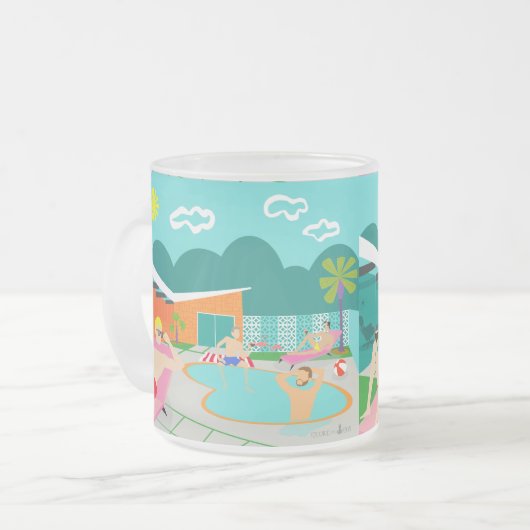 Retro homosexuelles Pool-Party-mattierte GlasTasse Mattglastasse (Vorderseite Links)