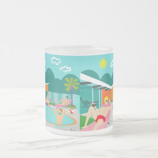 Retro homosexuelles Pool-Party-mattierte GlasTasse Mattglastasse (Mittel)