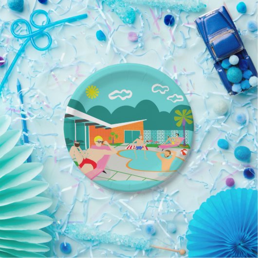 Retro homosexuelles Pool-Party-Papierplatte Pappteller (Party)