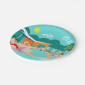 Retro homosexuelles Pool-Party-Papierplatte Pappteller (Schrägansicht)