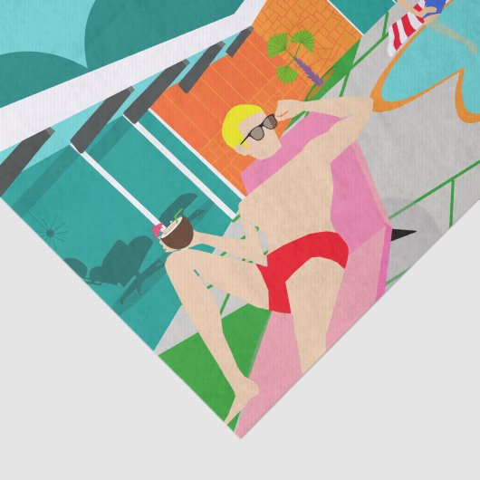 Retro homosexuelles Pool-Party-Seidenpapier Seidenpapier (Ausschnitt)