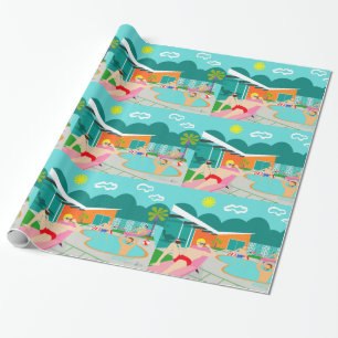 Retro homosexuelles Pool-Party-Verpackungs-Papier Geschenkpapier