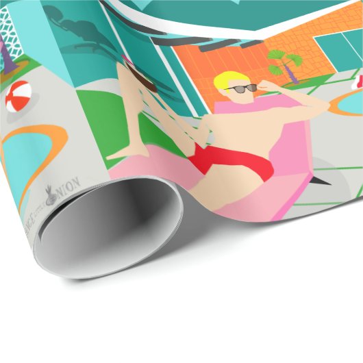 Retro homosexuelles Pool-Party-Verpackungs-Papier Geschenkpapier (Rolleneckpunkt)