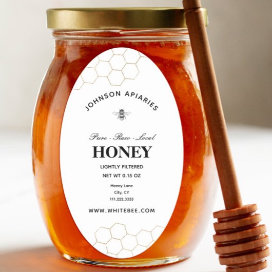 Retro Honey Bee | Bio Honig Ovaler Aufkleber